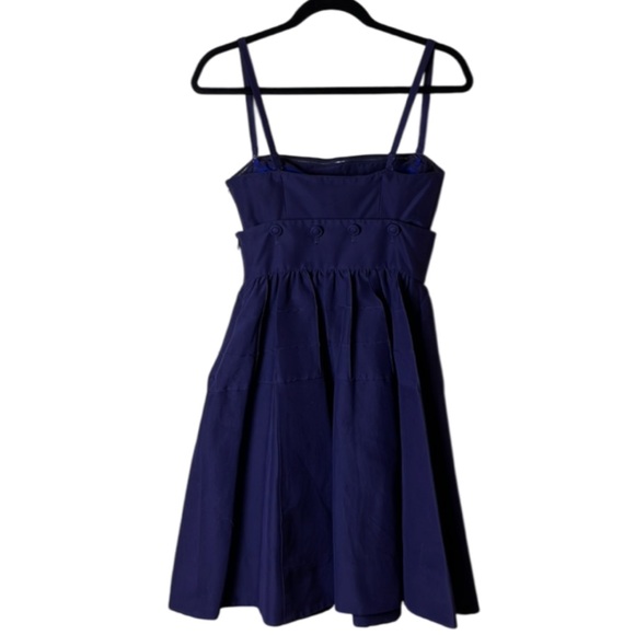 Maeve by Anthropologie Button Two Piece Cotton/Silk Dress in Navy/Purple- Size 0 - Picture 3 of 12